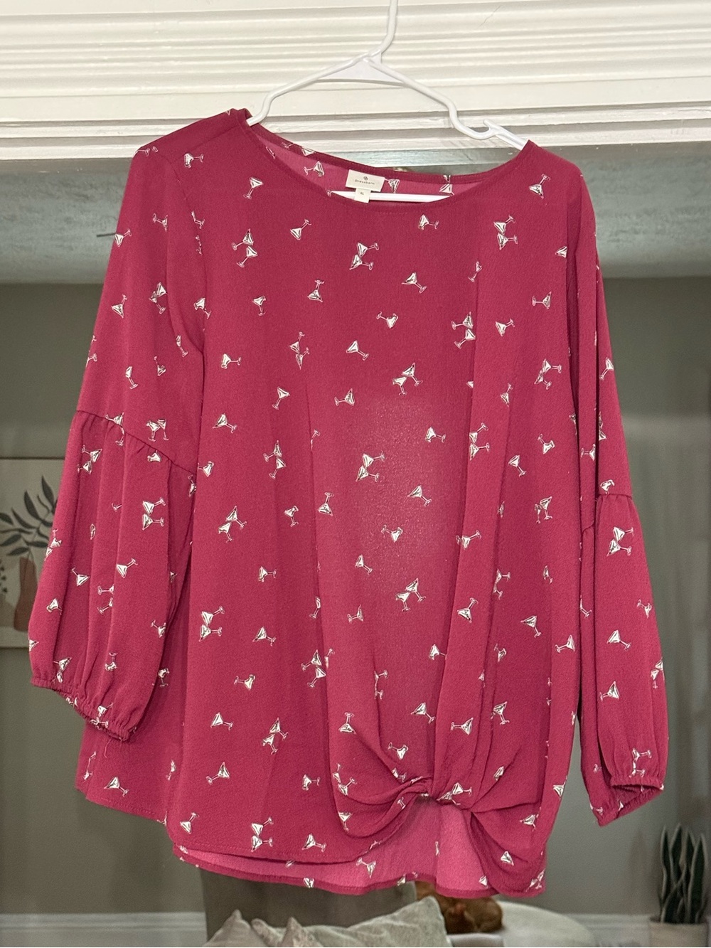 dressbarn Berry Twist-Hem Tunic with Print
